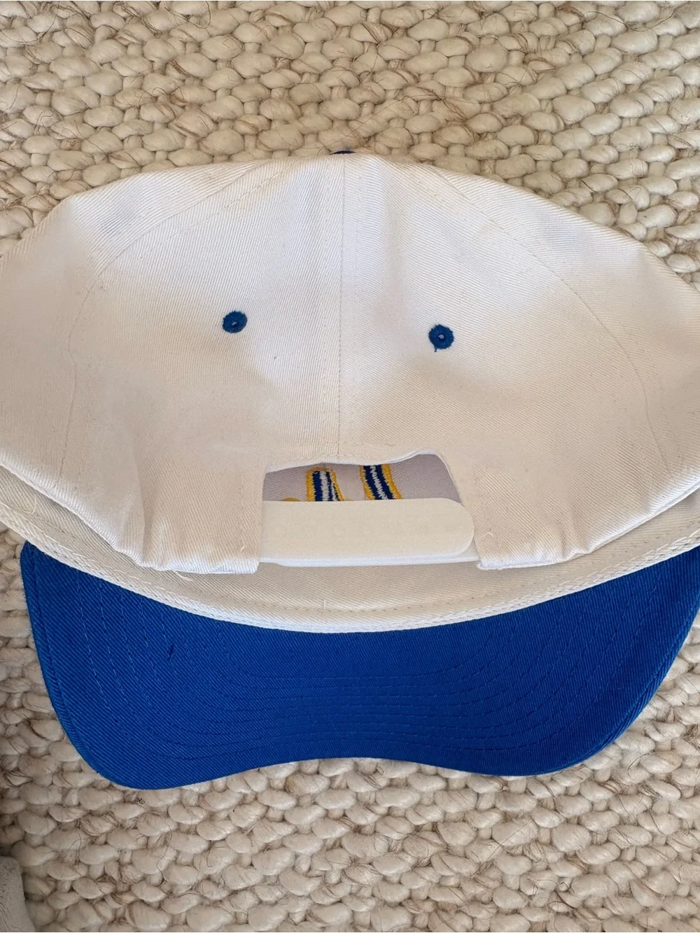 Men’s White and Blue Baseball Cap with Embroidered LA Accent